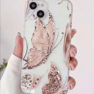 Butterfly pattern clear iPhone 13 case